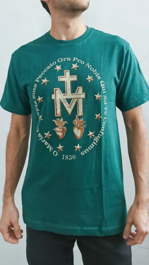 Camiseta-Medalla-Milagrosa-verde