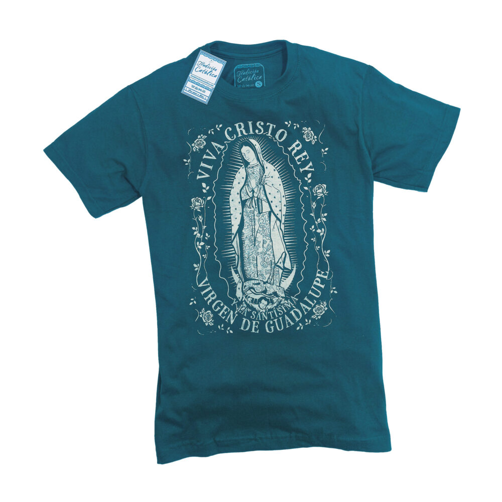 camiseta Virgen de Guadalupe azul petroleo