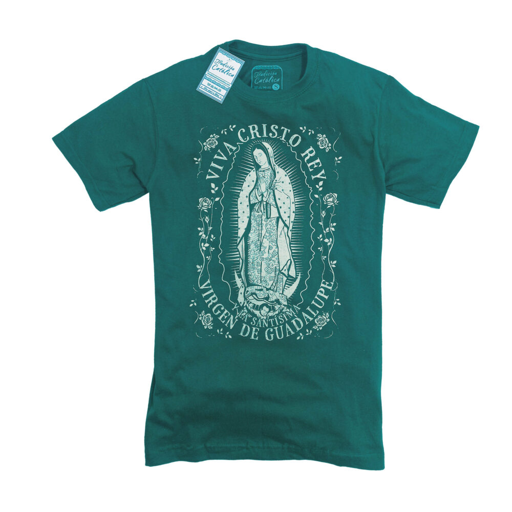 camiseta Virgen de Guadalupe verde botella