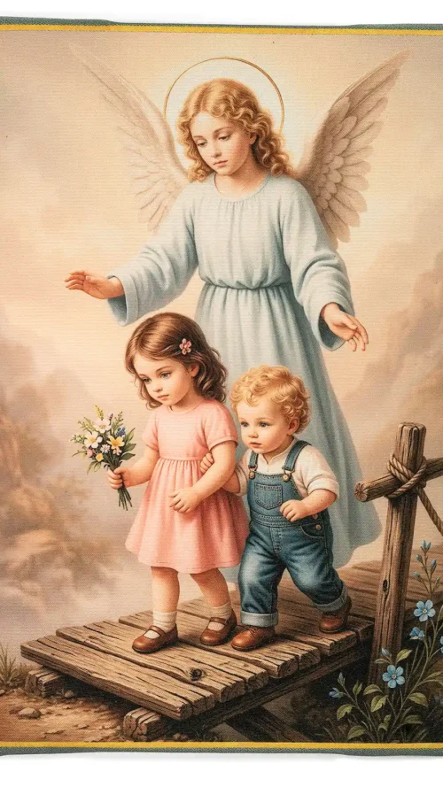 Cuadro acolchado del Ángel de la Guarda 01