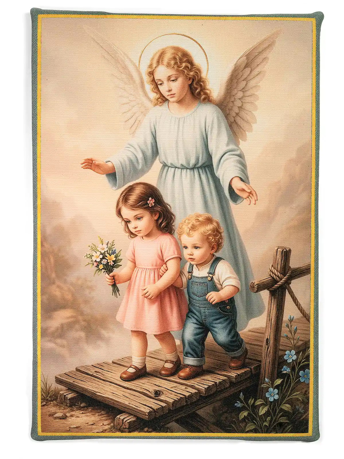 Cuadro acolchado en tela 20 x 30cm Ángel de la Guarda 01 1 Cuadro acolchado del Ángel de la Guarda 01